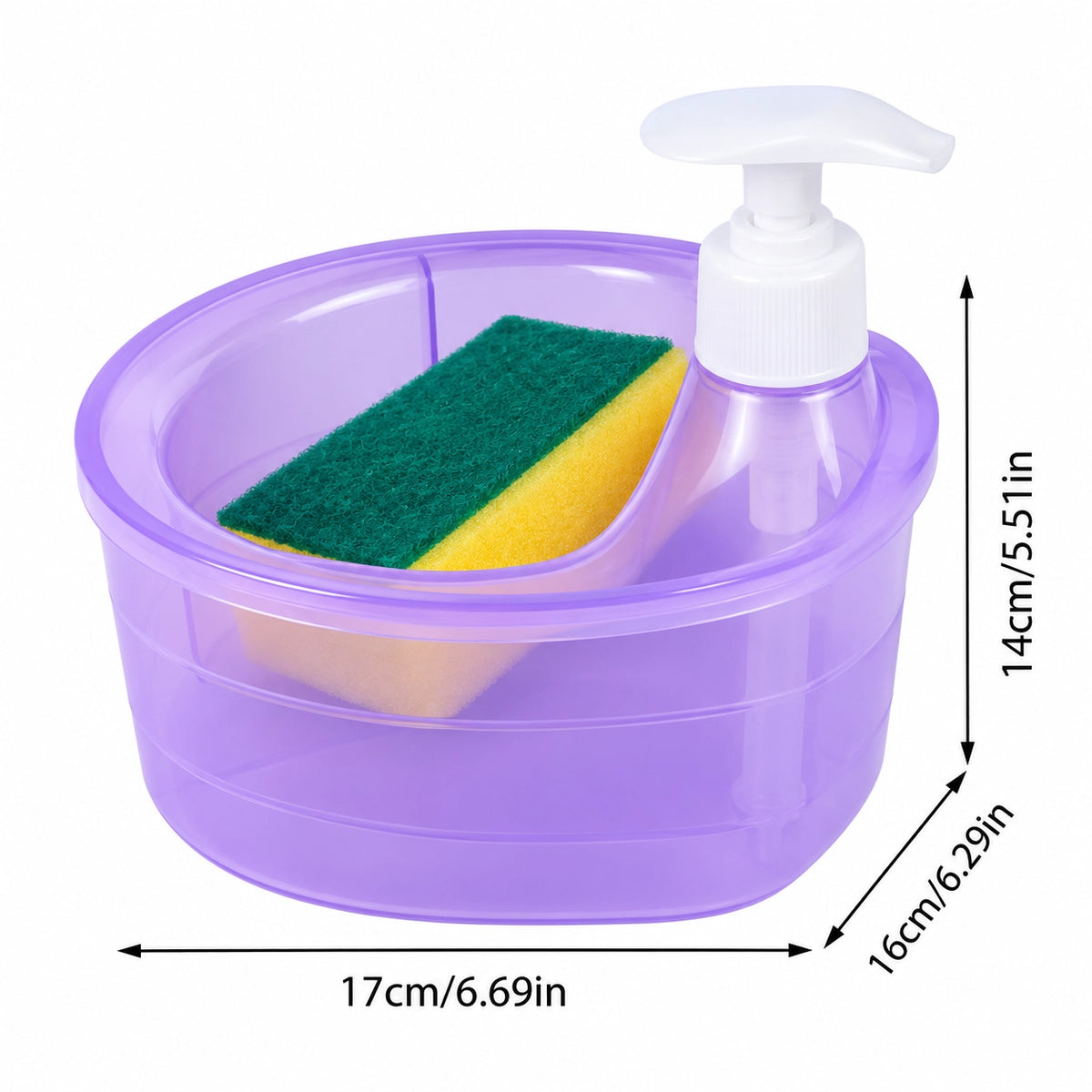 2-in-1 Manual Soap Dispenser with Sponge Holder & Cleaning Sponge