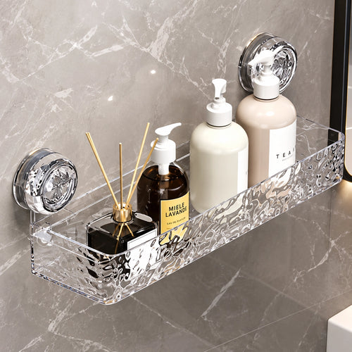 Clear Acrylic Suction Cup Wall-Mounted Bathroom Shelf