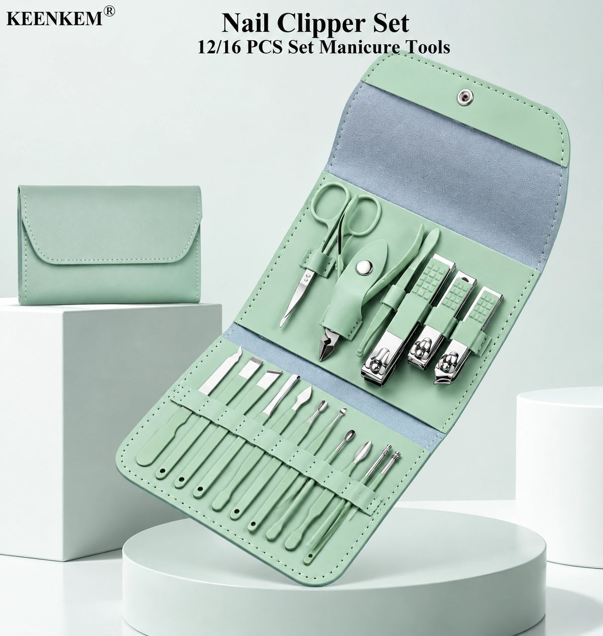 16-Piece Stainless Steel Manicure & Pedicure Grooming Kit