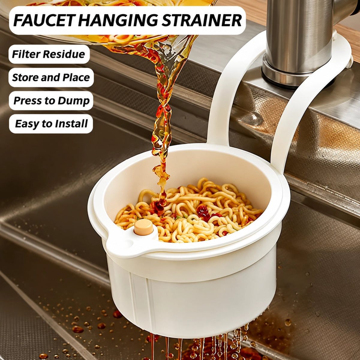 2-in-1 Faucet Hanging Sink Drain Basket