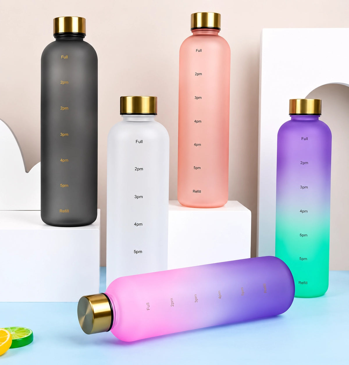 Motivational Time Marker 1L Water Bottle