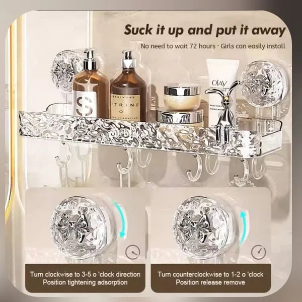 Clear Acrylic Suction Cup Wall-Mounted Bathroom Shelf