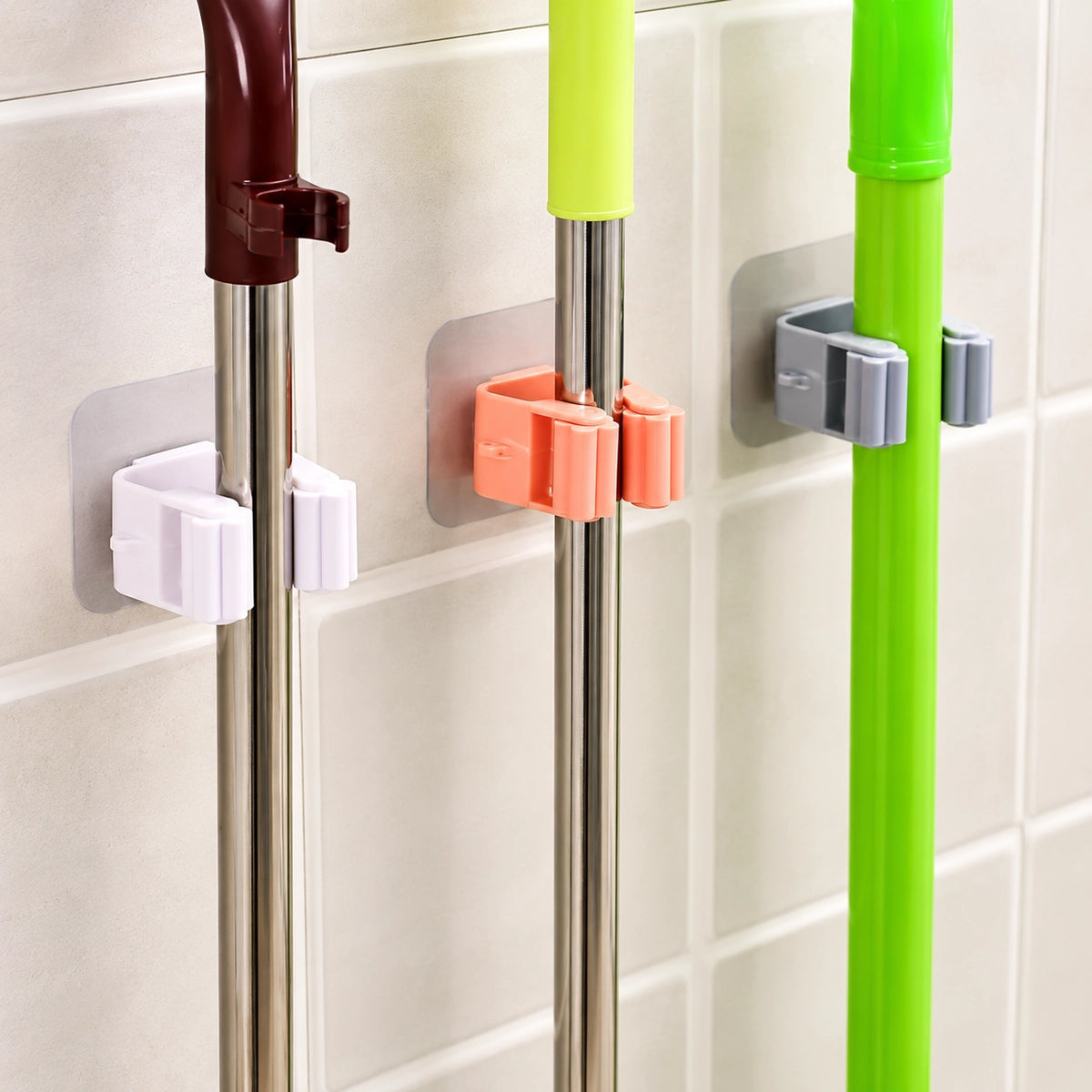 Self‑Adhesive Mop Holder Waterproof Wall Mount Clip