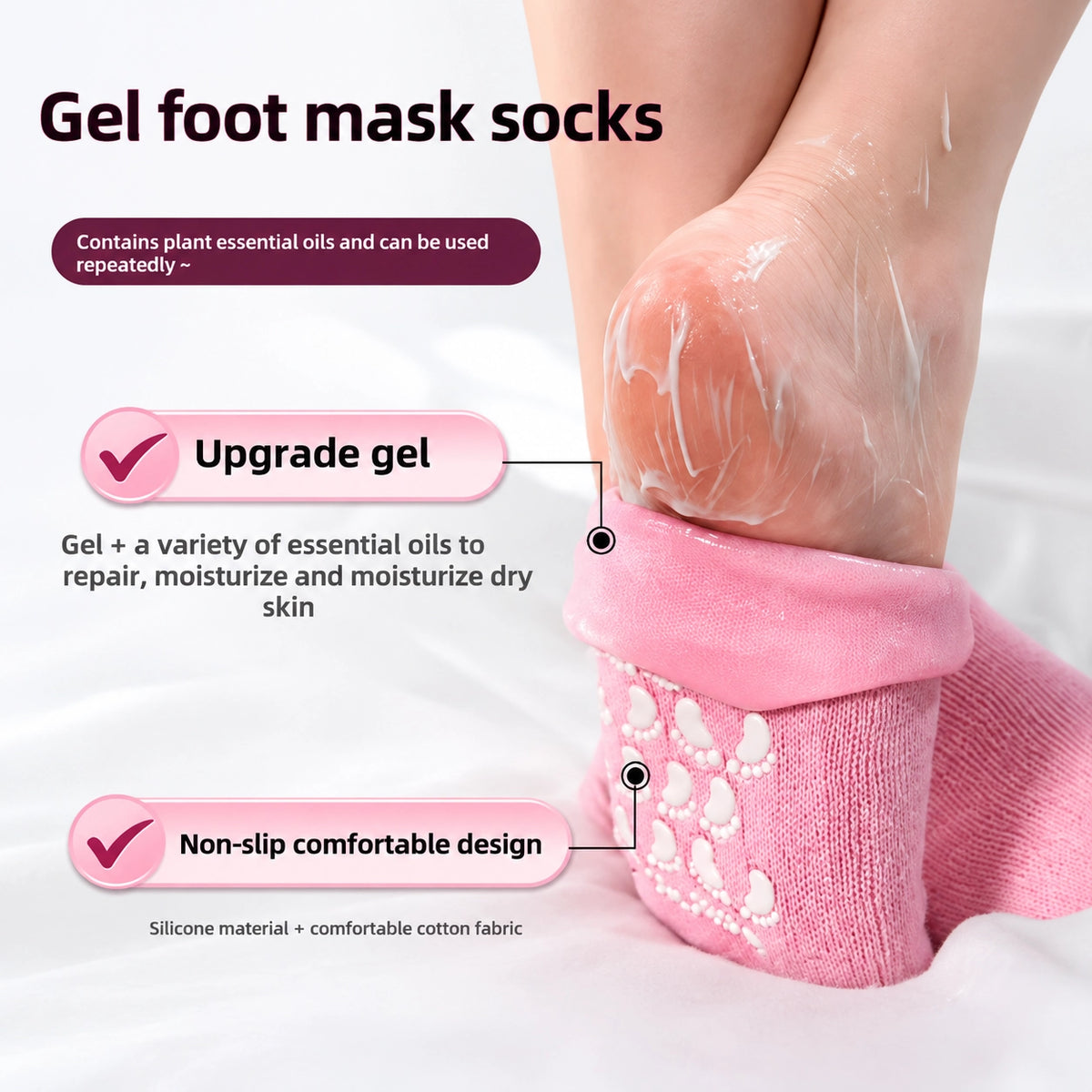 Silicone Moisturizing Gel Socks – Spa Foot Care Socks