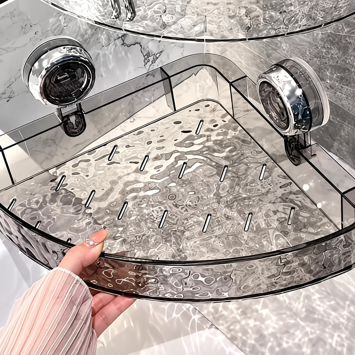 Triangular Acrylic Wall-Mounted Suction Corner Shelf