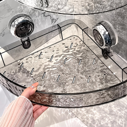 Triangular Acrylic Wall-Mounted Suction Corner Shelf