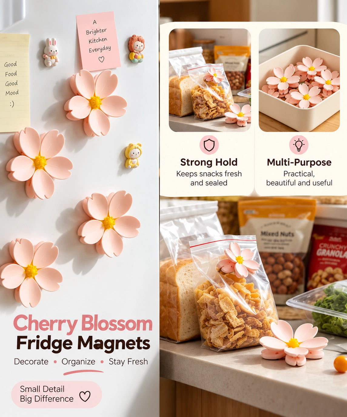 Aesthetic Flower Magnetic Sealing Clip – Sakura Design
