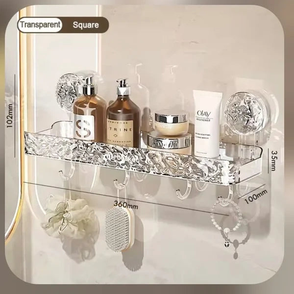 Clear Acrylic Suction Cup Wall-Mounted Bathroom Shelf