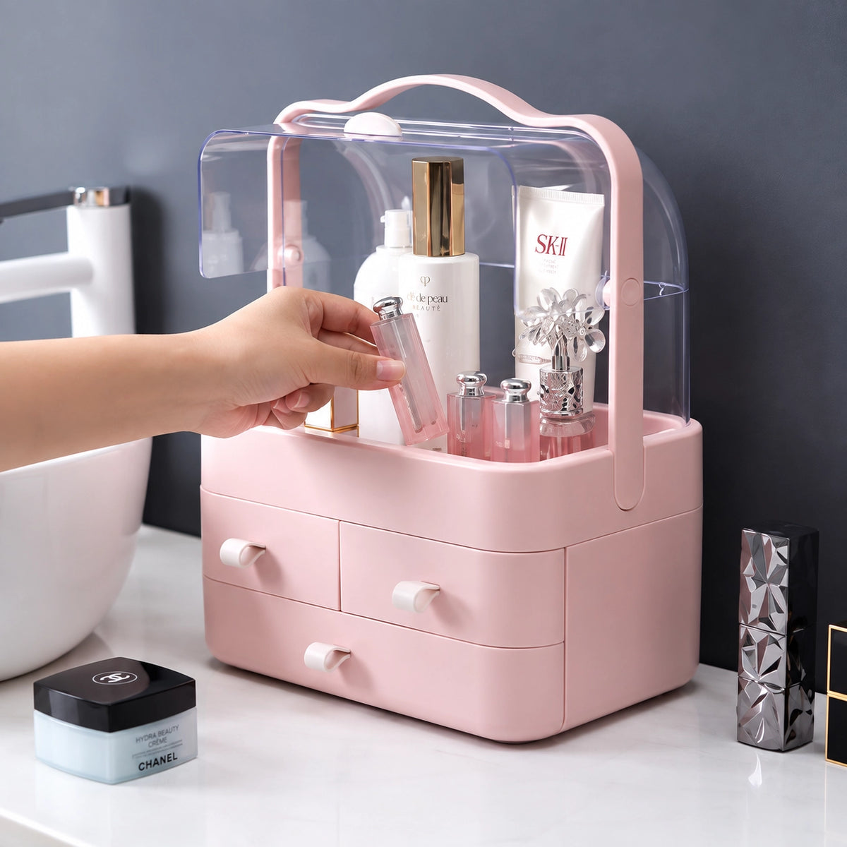Acrylic Double-Sided Cosmetic Organizer Box