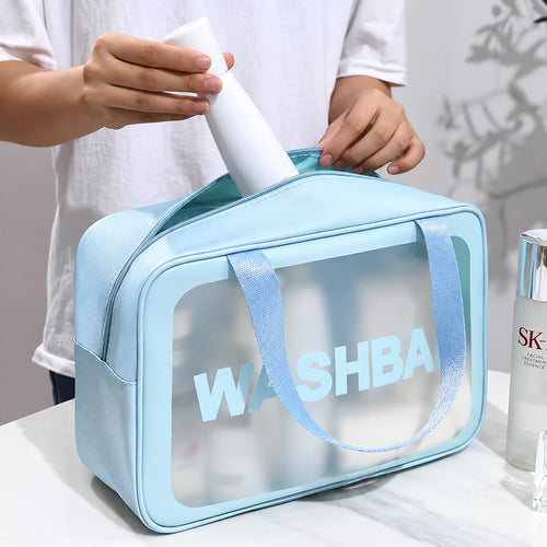 Pack of 3 Waterproof Clear Cosmetic Washbag Set