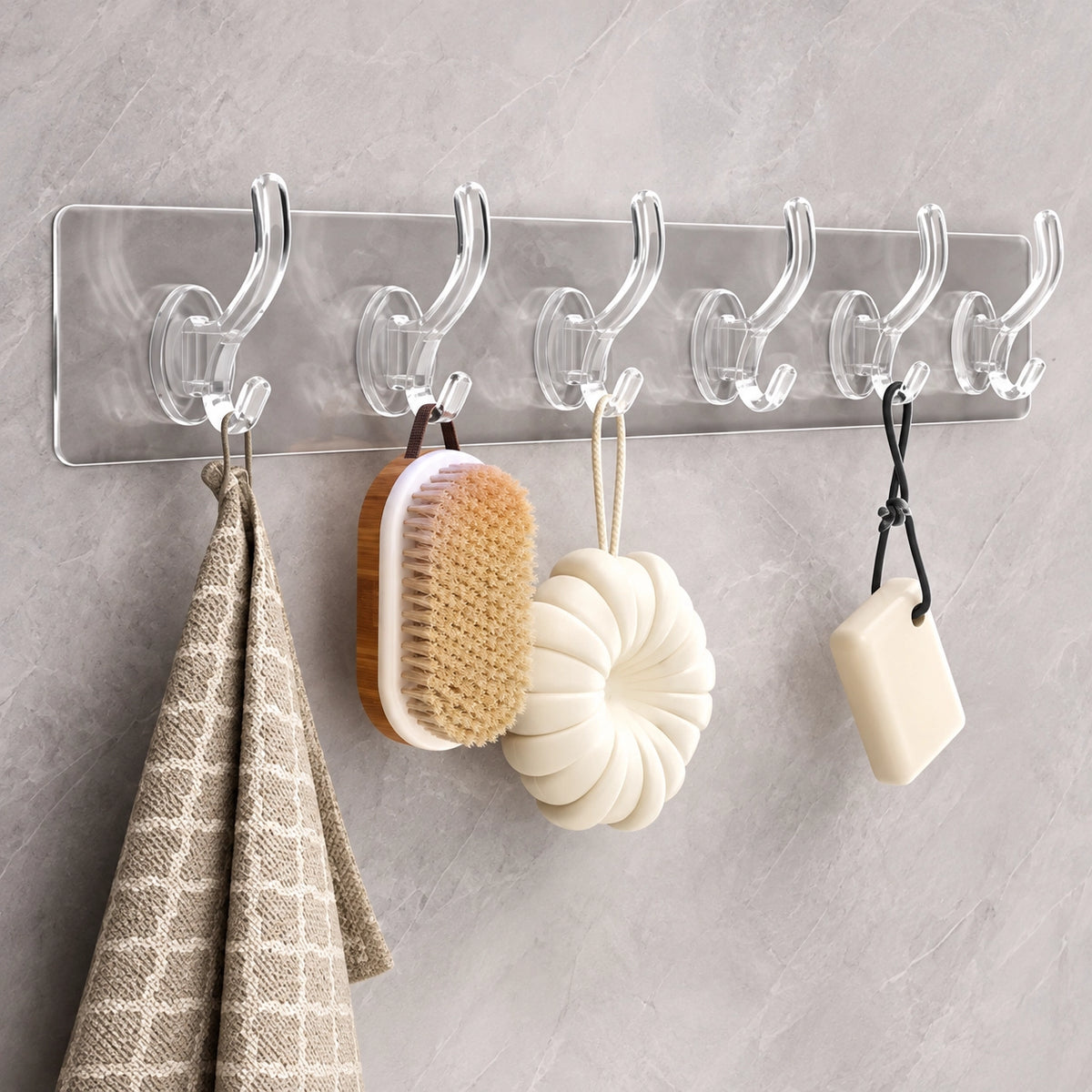 Transparent 6-Hook Wall Hanger Strip
