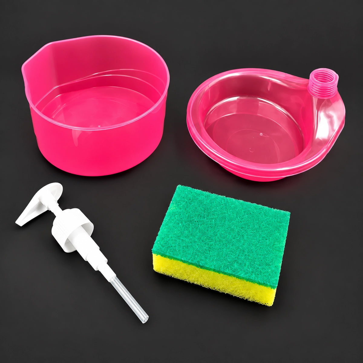 2-in-1 Manual Soap Dispenser with Sponge Holder & Cleaning Sponge