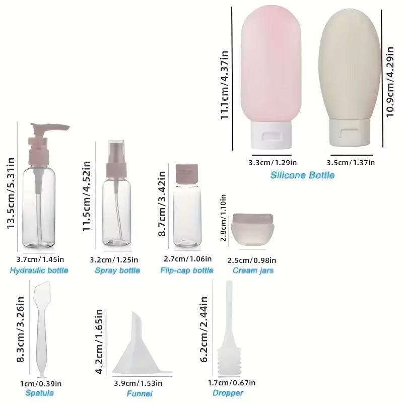 11-Piece Portable Travel Cosmetic Bottle Set