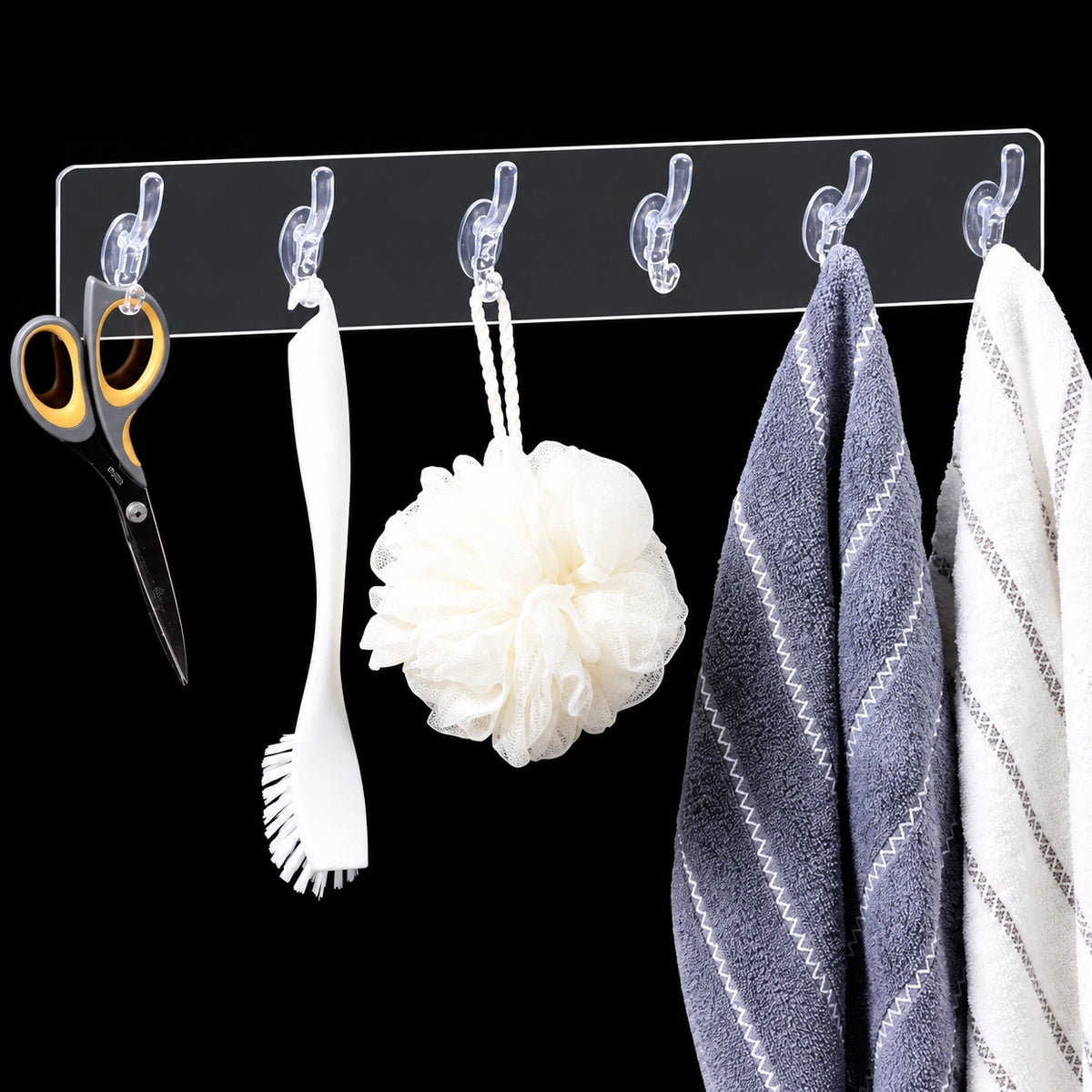 Transparent 6-Hook Wall Hanger Strip