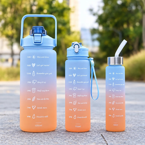3-in-1 Motivational Gradient Water Bottle Set