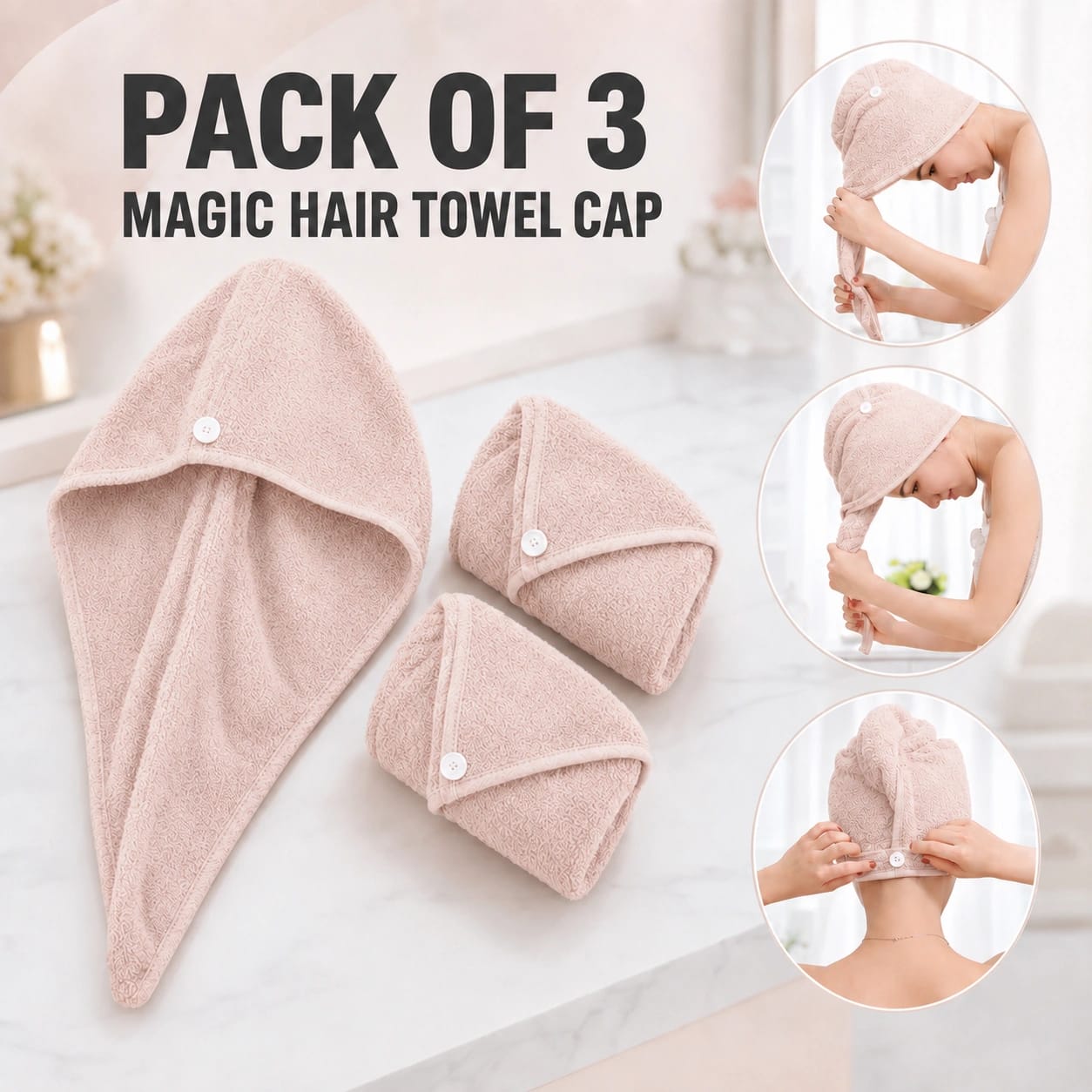 Pack of 3 Magic Hair Towel