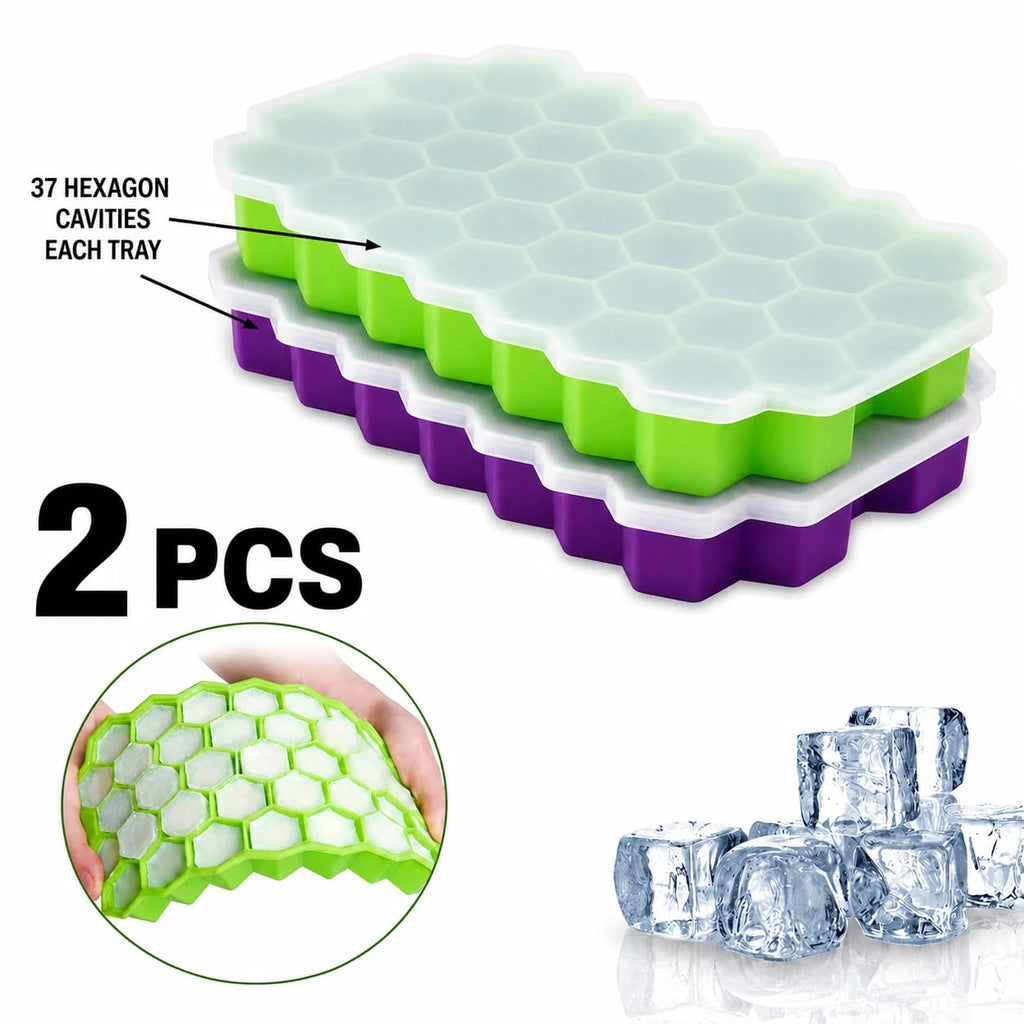 2pcs Silicone Honeycomb Reusable Ice Cube Tray