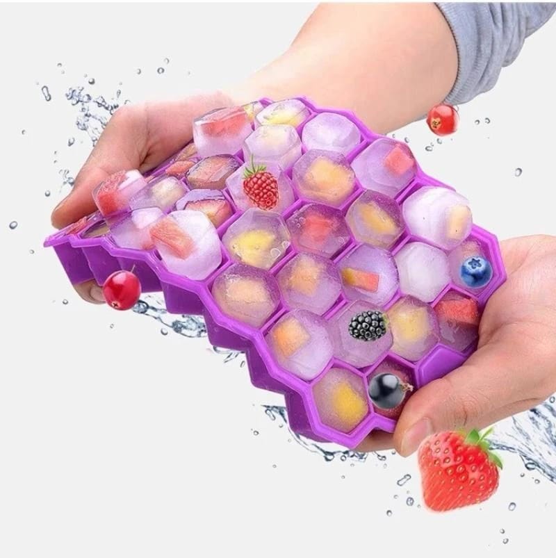 2pcs Silicone Honeycomb Reusable Ice Cube Tray