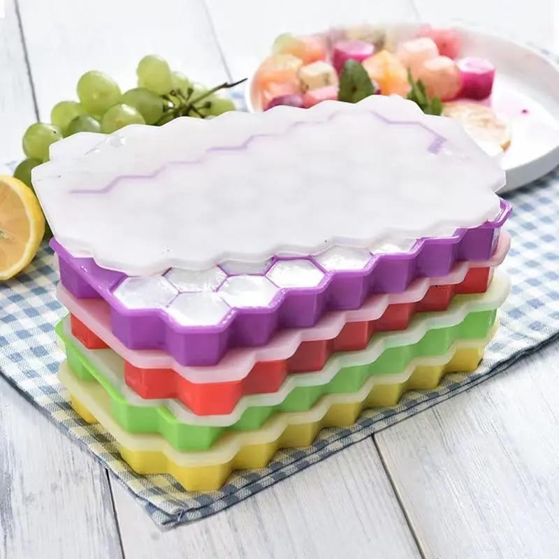 2pcs Silicone Honeycomb Reusable Ice Cube Tray