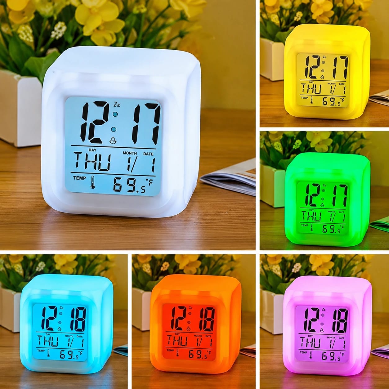 Digital LED Alarm Clock With Temperature Display
