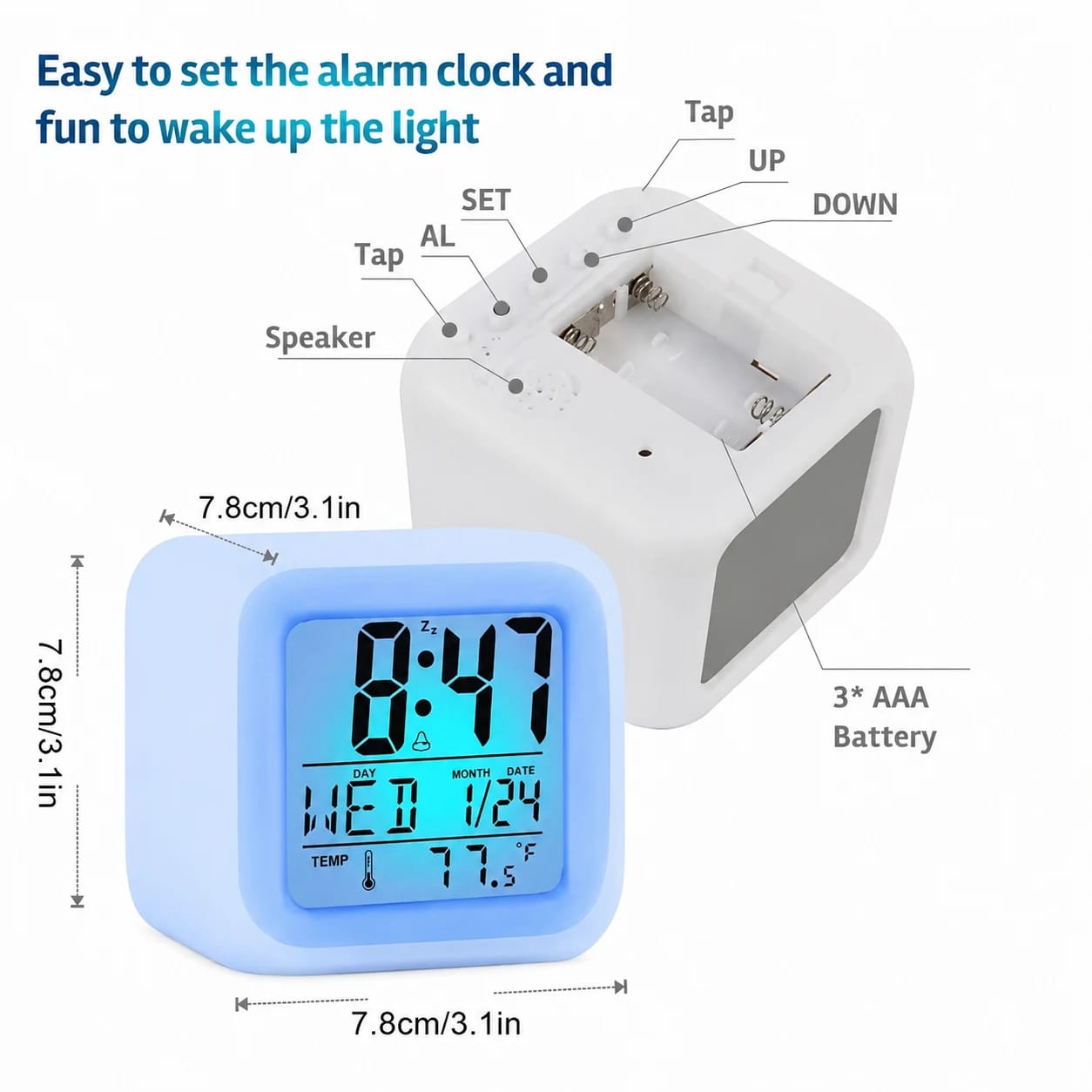 Digital LED Alarm Clock With Temperature Display