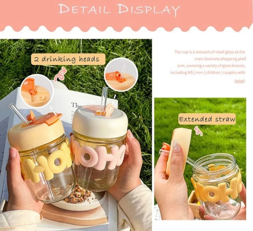 Glass Sipper 350 ml with Straw