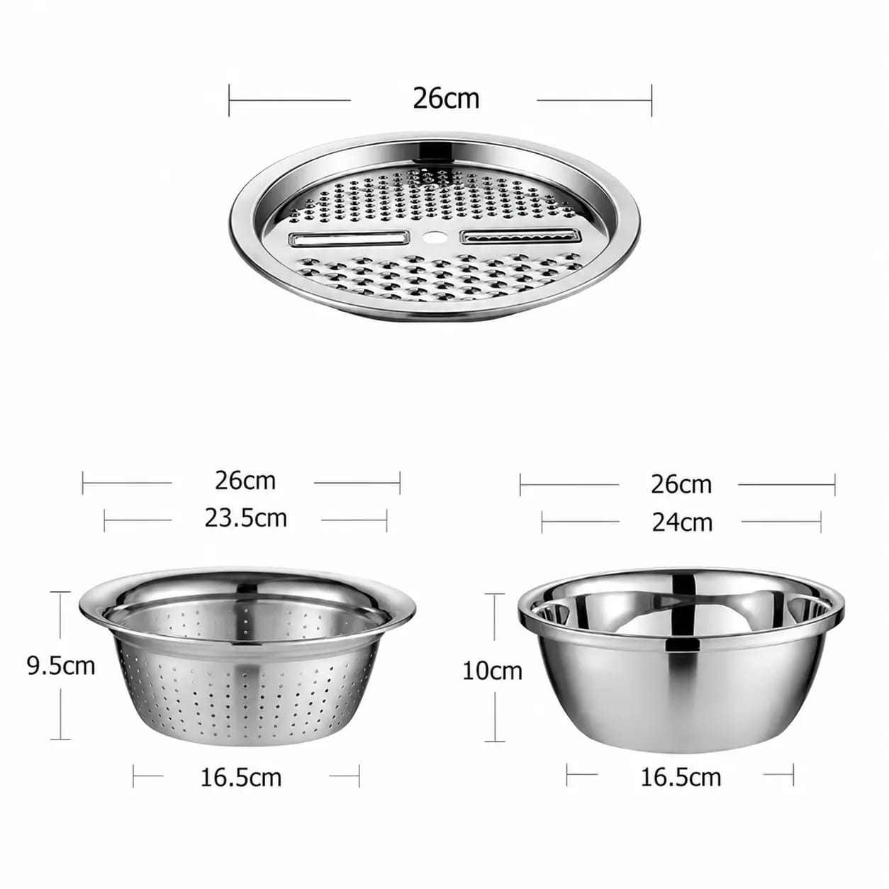 Multifunctional Stainless Steel Colander With Grater