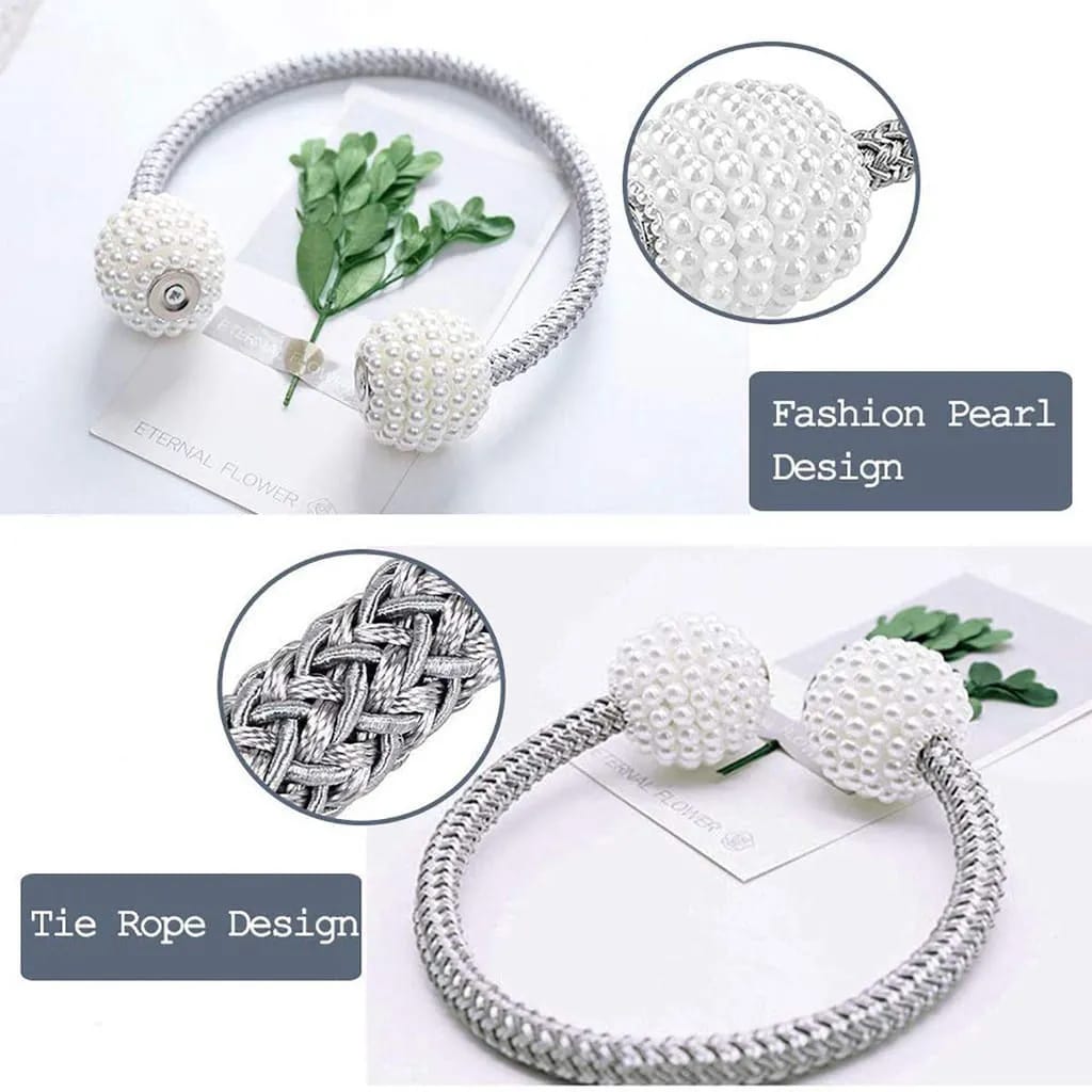 Magnetic Pearl Curtain Clip Tie Buckle Holder