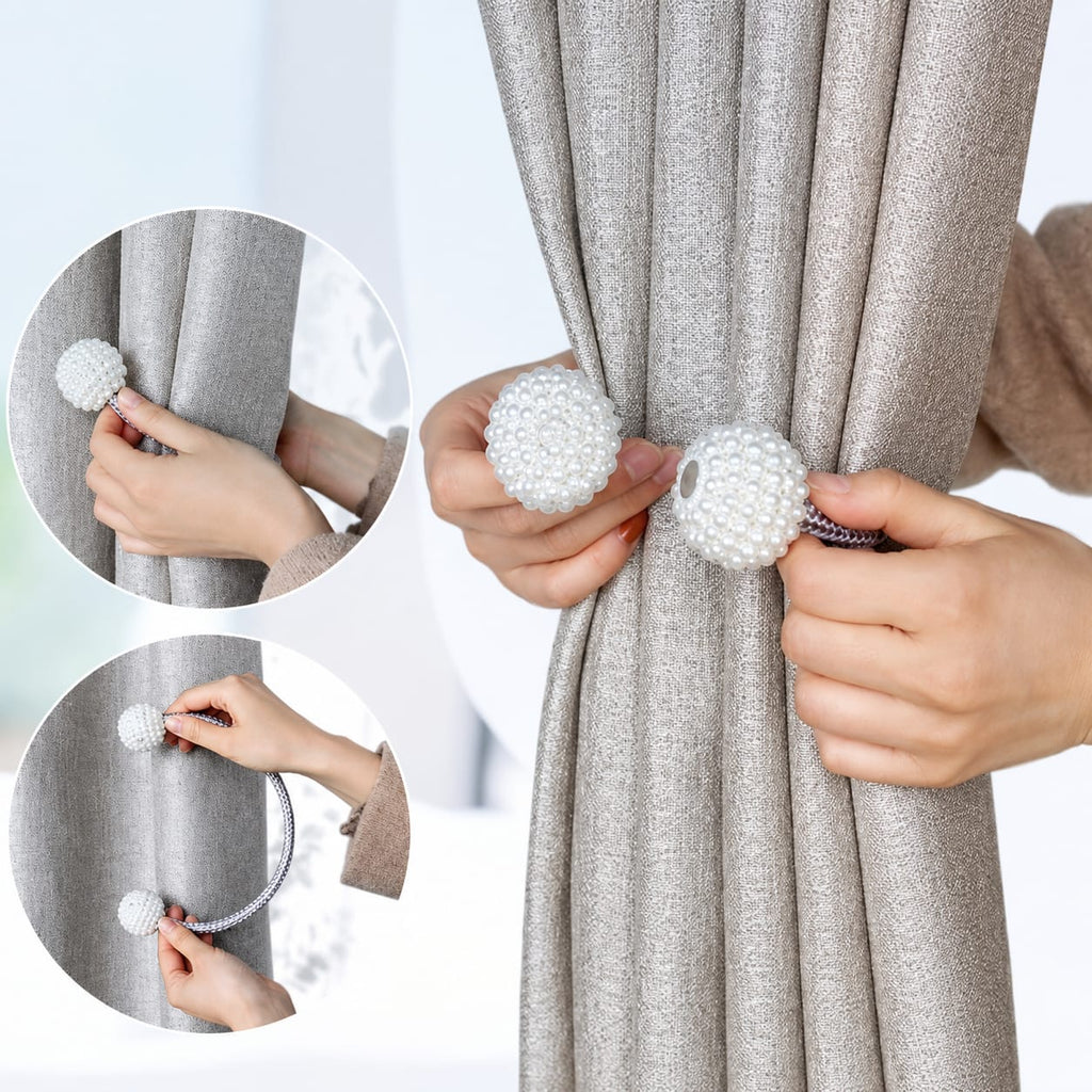 Magnetic Pearl Curtain Clip Tie Buckle Holder