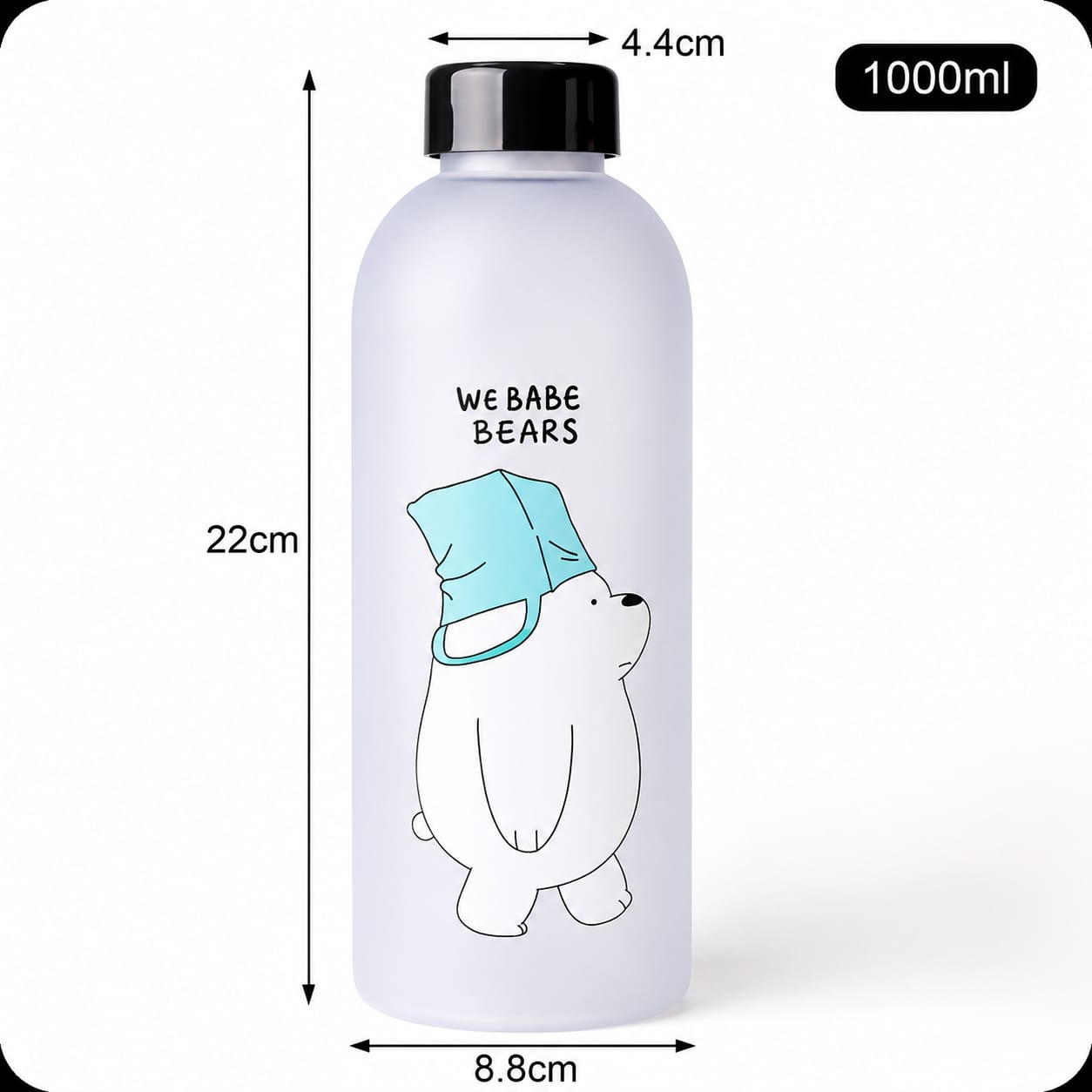 Bear Water Bottle 1000ml Double Cap