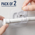 Pack of 2 Transparent Self-Adhesive Curtain Rod Holder Clamps