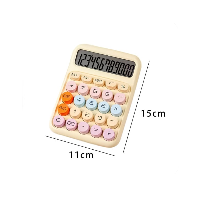 Cute Pastel 12-Digit Desktop Calculator with Large Round Buttons