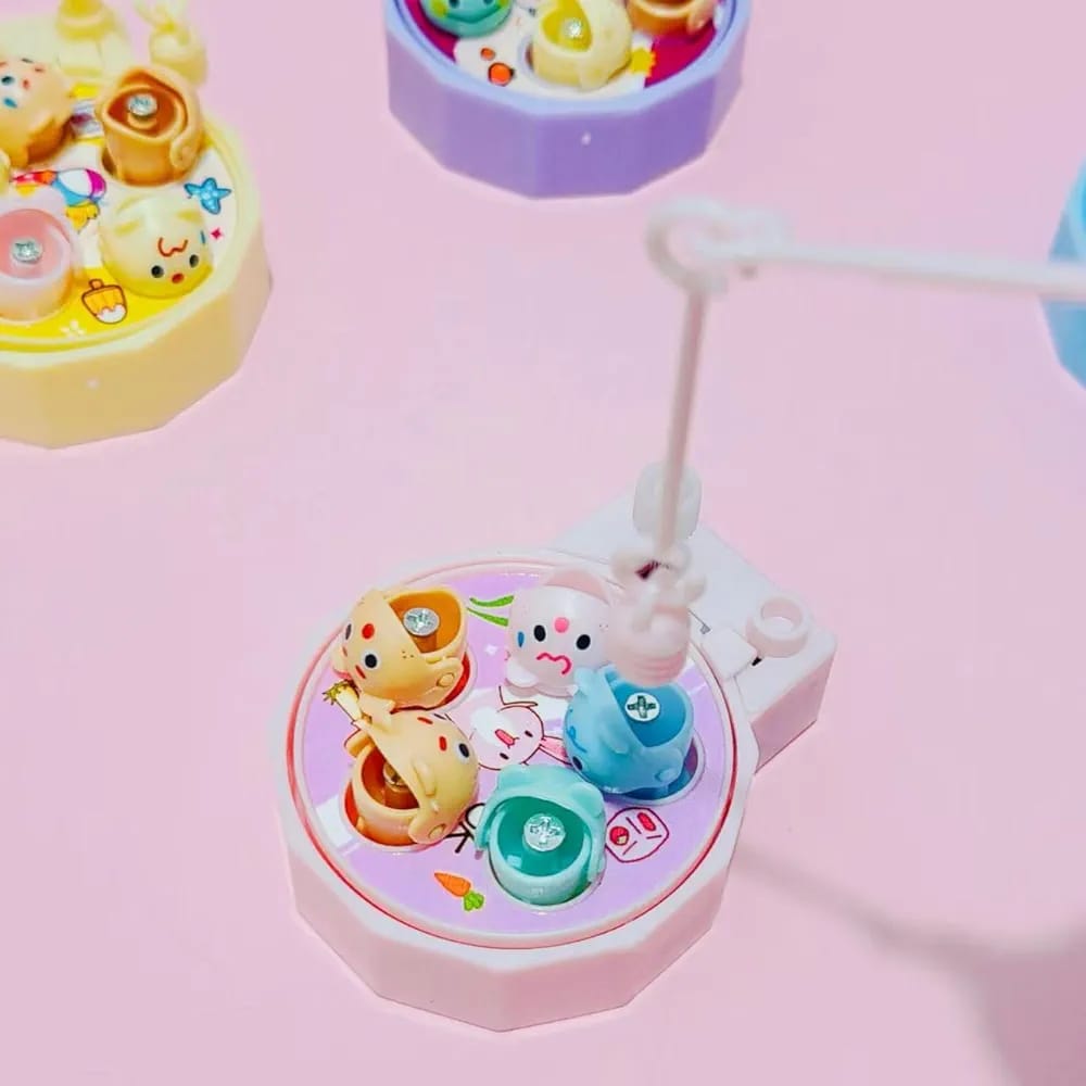 Mini Wind-Up Rotating Fishing Game Toy with Magnetic Rod