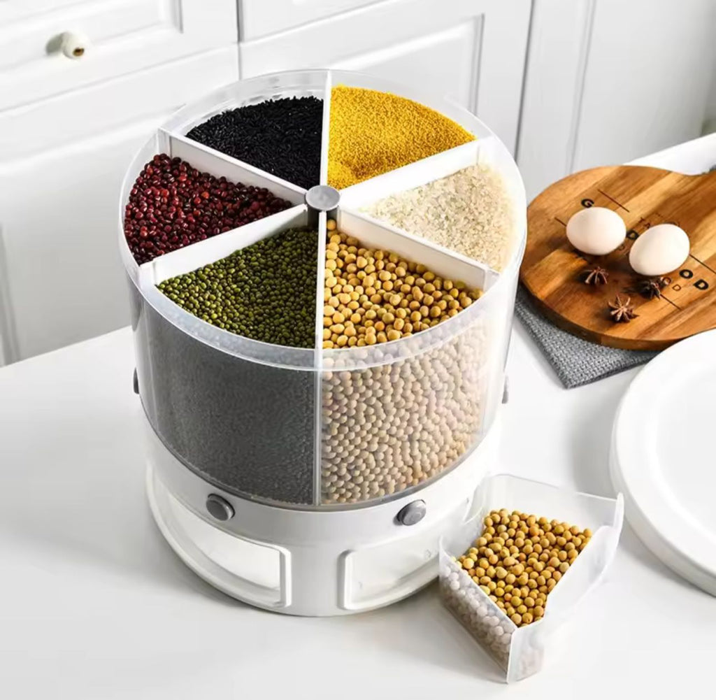 6-Grid Rotatable Cereal & Grain Dispenser