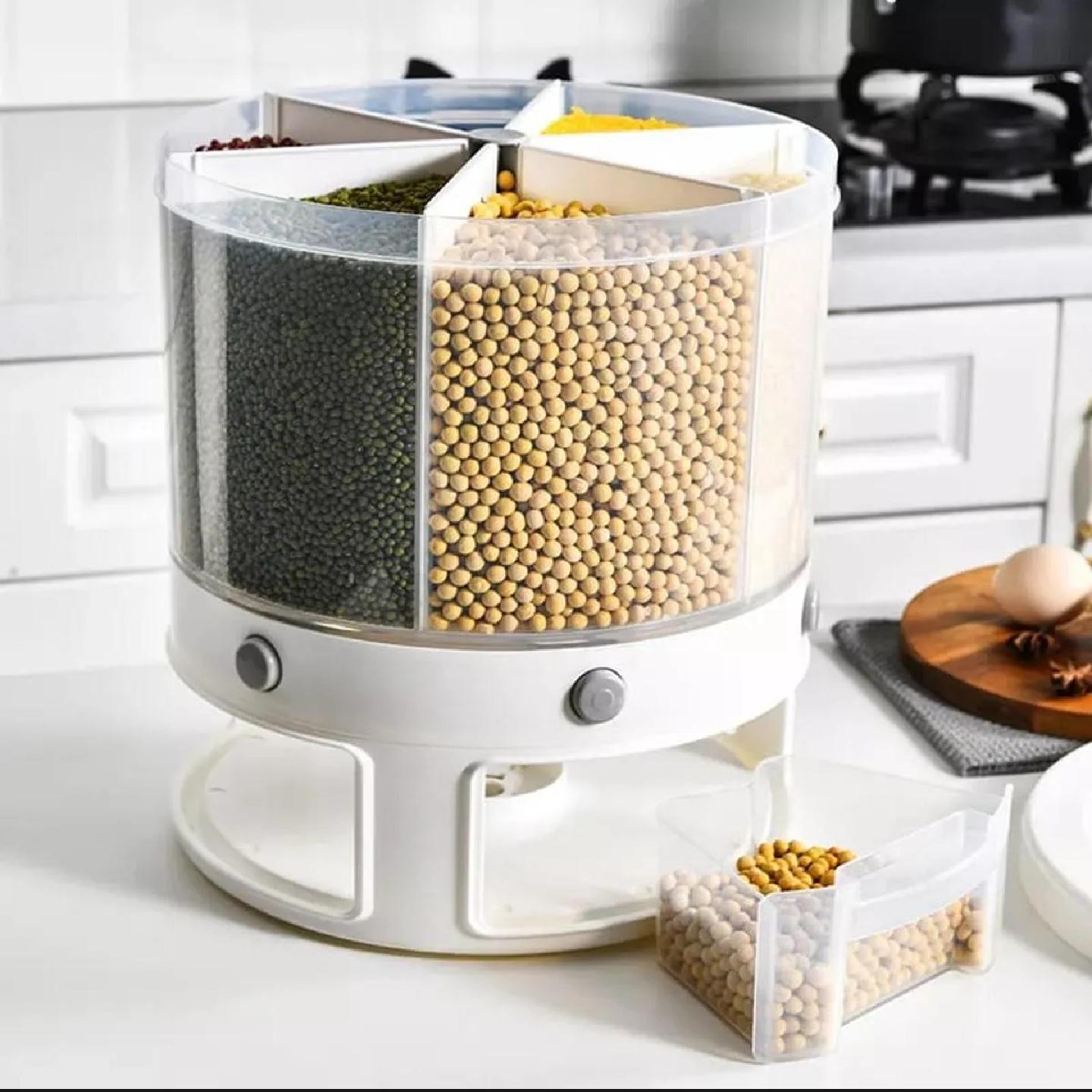 6-Grid Rotatable Cereal & Grain Dispenser