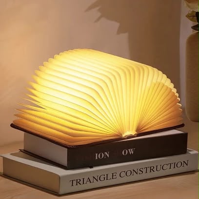 3D Folding LED Wooden Book Lamp – USB Rechargeable 360 Degree