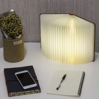 3D Folding LED Wooden Book Lamp – USB Rechargeable 360 Degree
