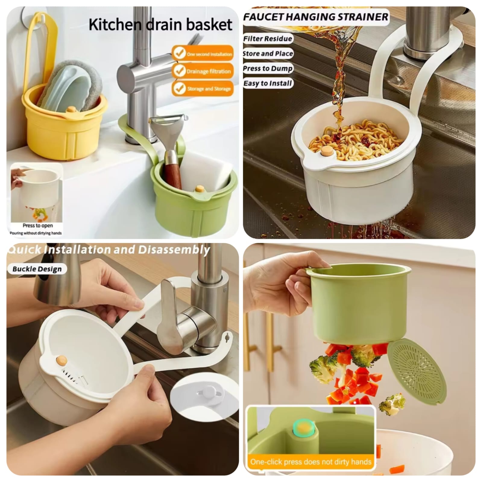 2-in-1 Faucet Hanging Sink Drain Basket