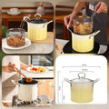 3L Stainless Steel Deep Frying Pot with Strainer Basket & Glass Lid