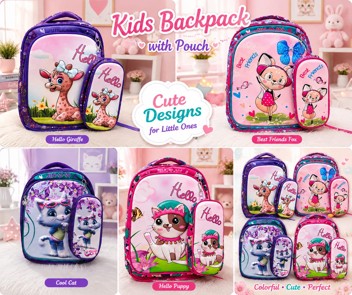 Cute Cartoon Kids School Backpack