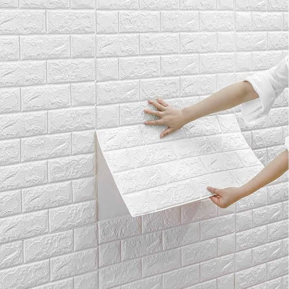 3D Self-Adhesive White Brick Wallpaper Sheet