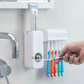 Automatic Toothpaste Dispenser & 5-Slot Toothbrush Holder Set