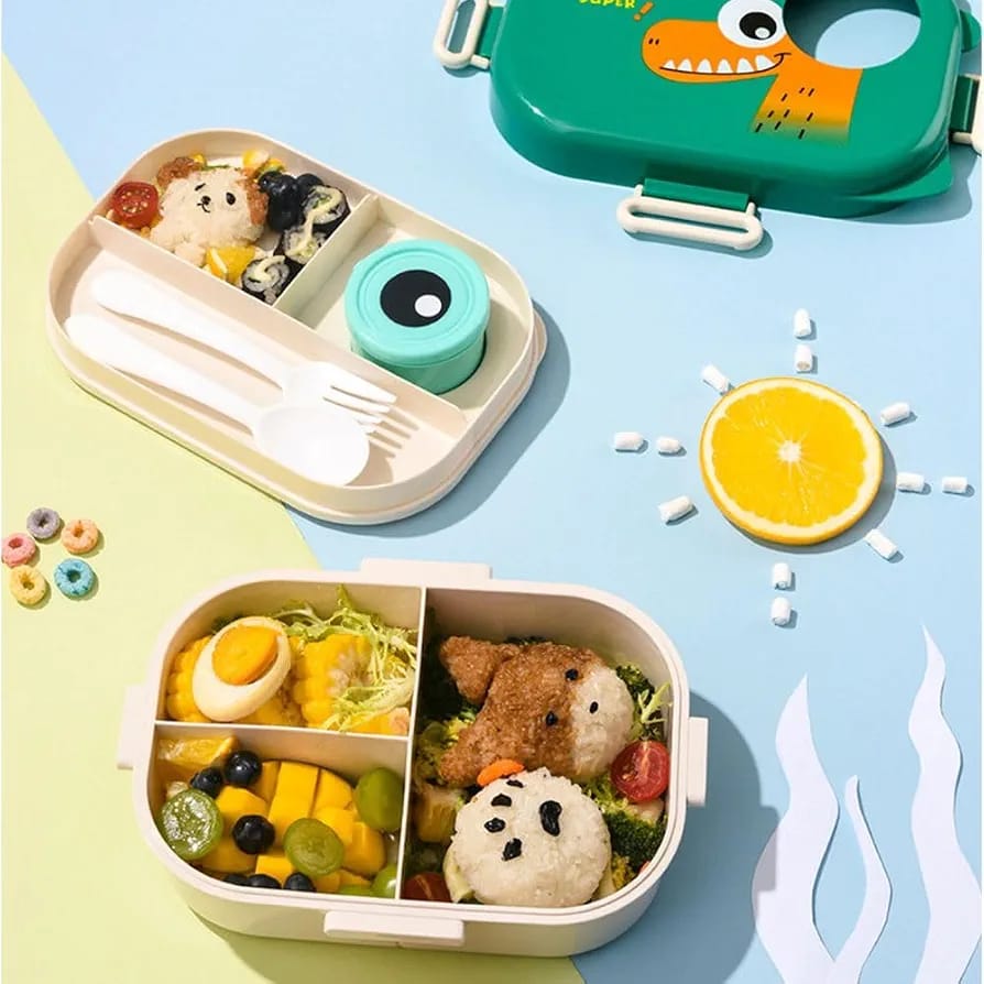 Little Surprise Box 3D Big Eye Dino Double-Decker Bento Lunch Box for Kids