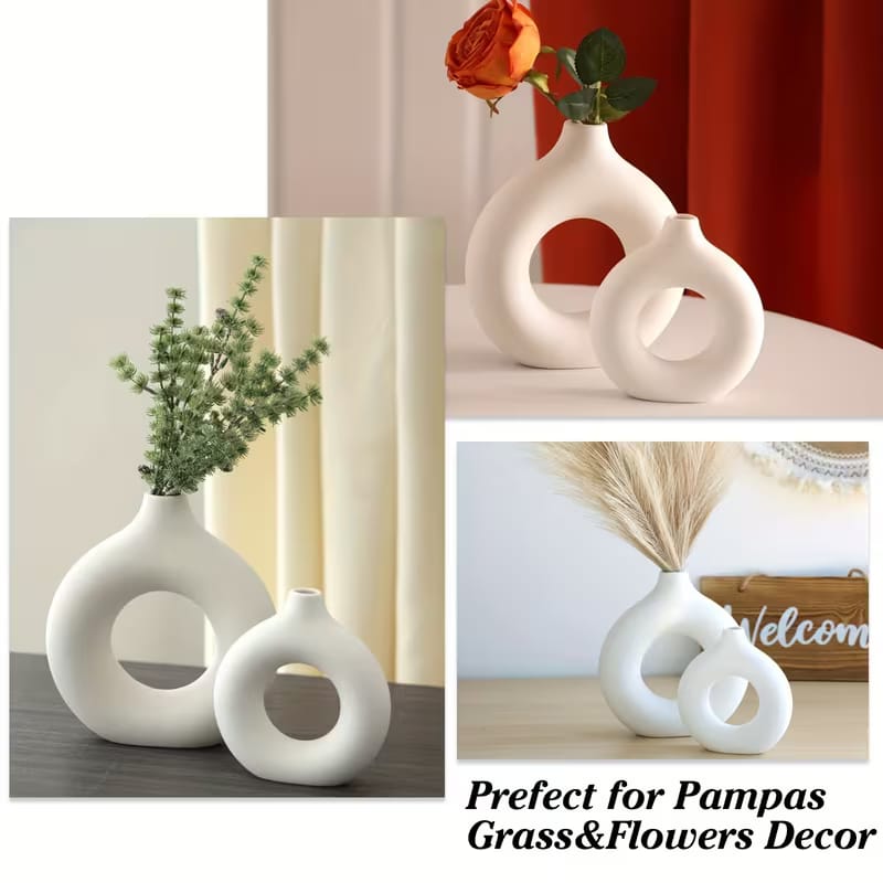 Nordic Round Donut Plastic Flower Vase