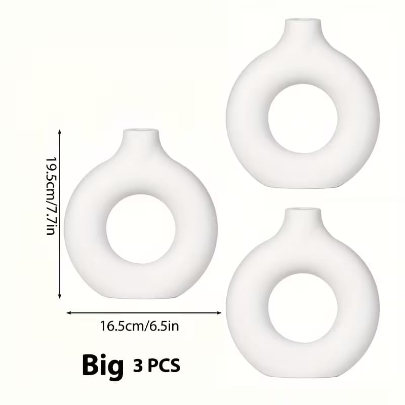 Nordic Round Donut Plastic Flower Vase