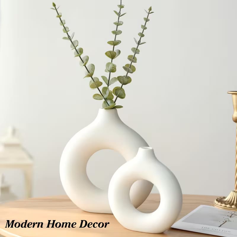 Nordic Round Donut Plastic Flower Vase