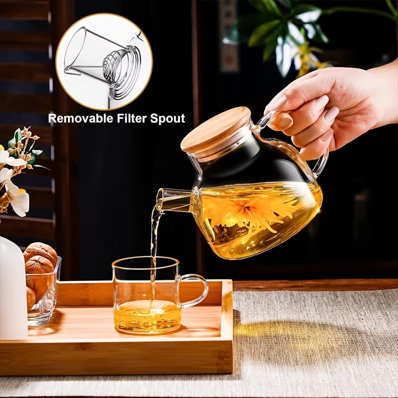 1000ml Heat-Resistant Borosilicate Glass Teapot