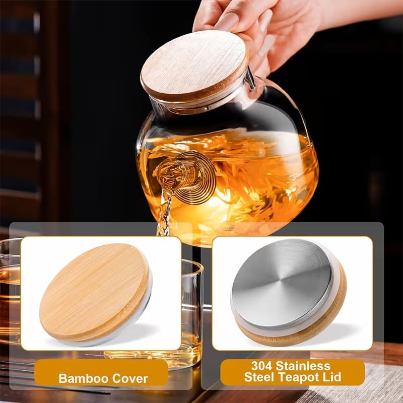 1000ml Heat-Resistant Borosilicate Glass Teapot