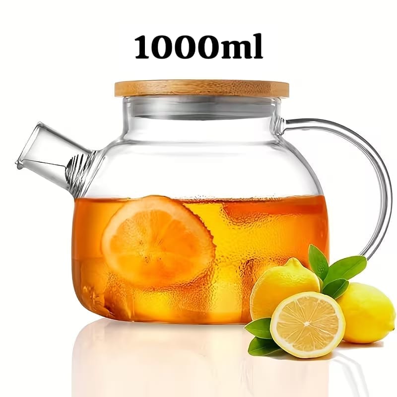 1000ml Heat-Resistant Borosilicate Glass Teapot
