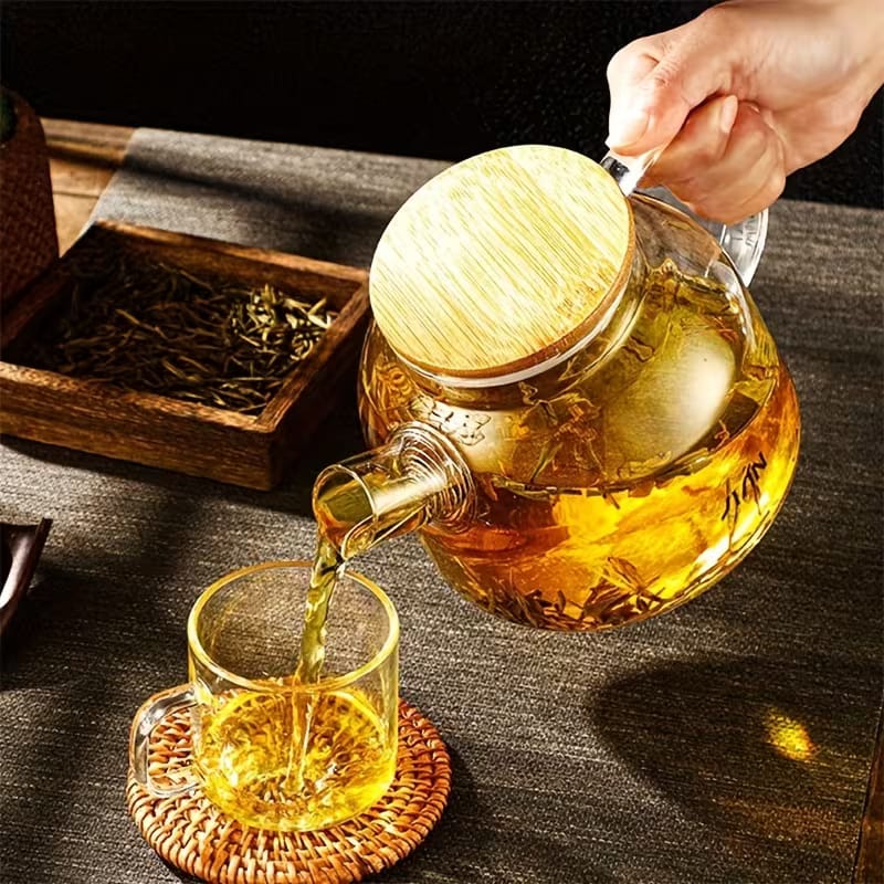 1000ml Heat-Resistant Borosilicate Glass Teapot